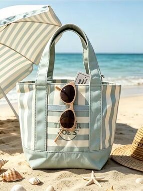Trader Joe’s Mini Canvas Tote Bag in Blue and White